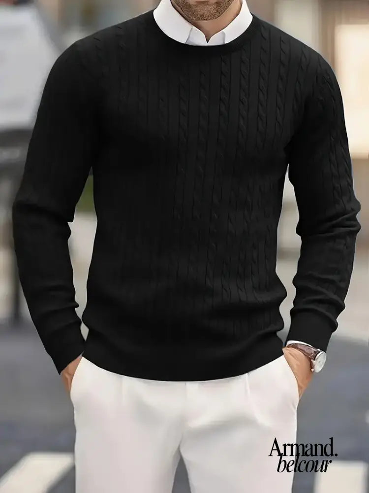 Jonny | Suéter de cuello alto de punto de manga larga Negro / M