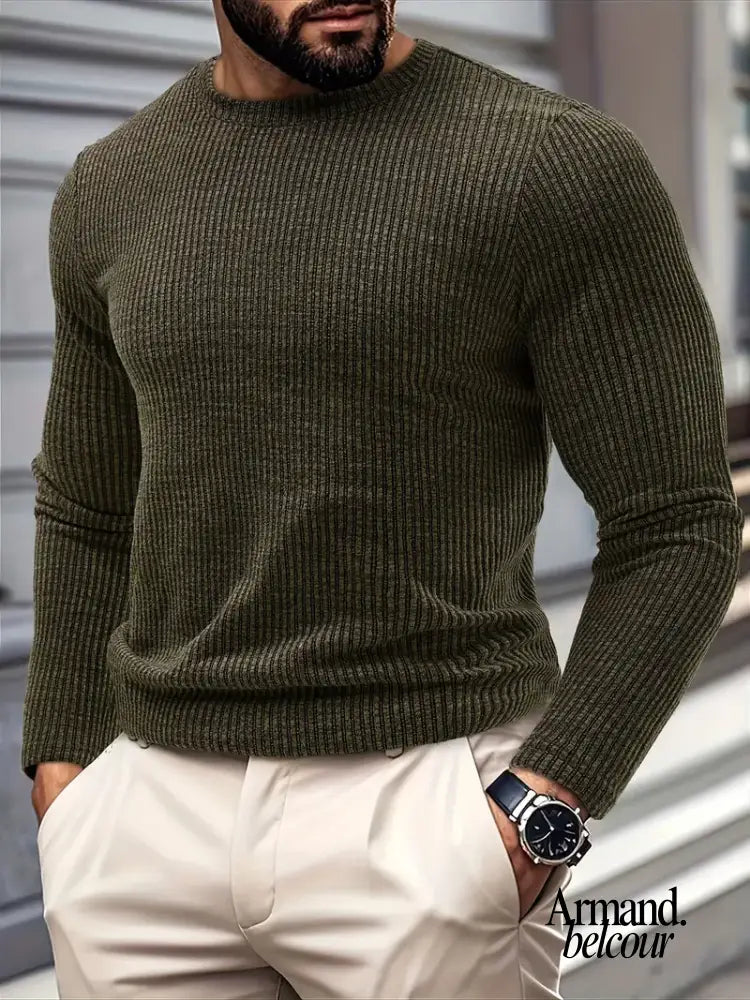 Kami | Suéter informal de punto de manga larga Verde Oliva / XS