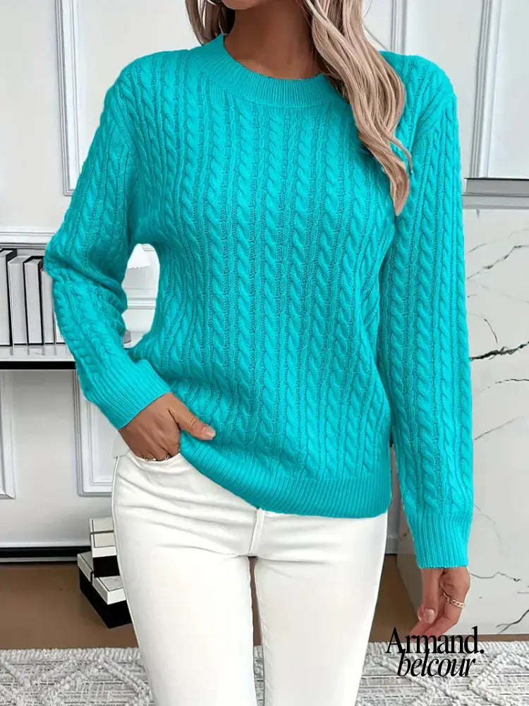 Kate | Suéter de punto trenzado Turquesa / XS