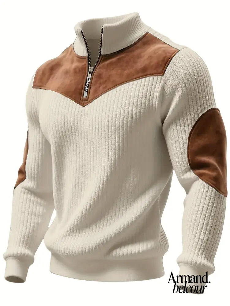 Kraken | Suéter de punto casual con media cremallera Beige / S