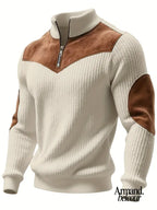 Kraken | Suéter de punto casual con media cremallera Beige / S