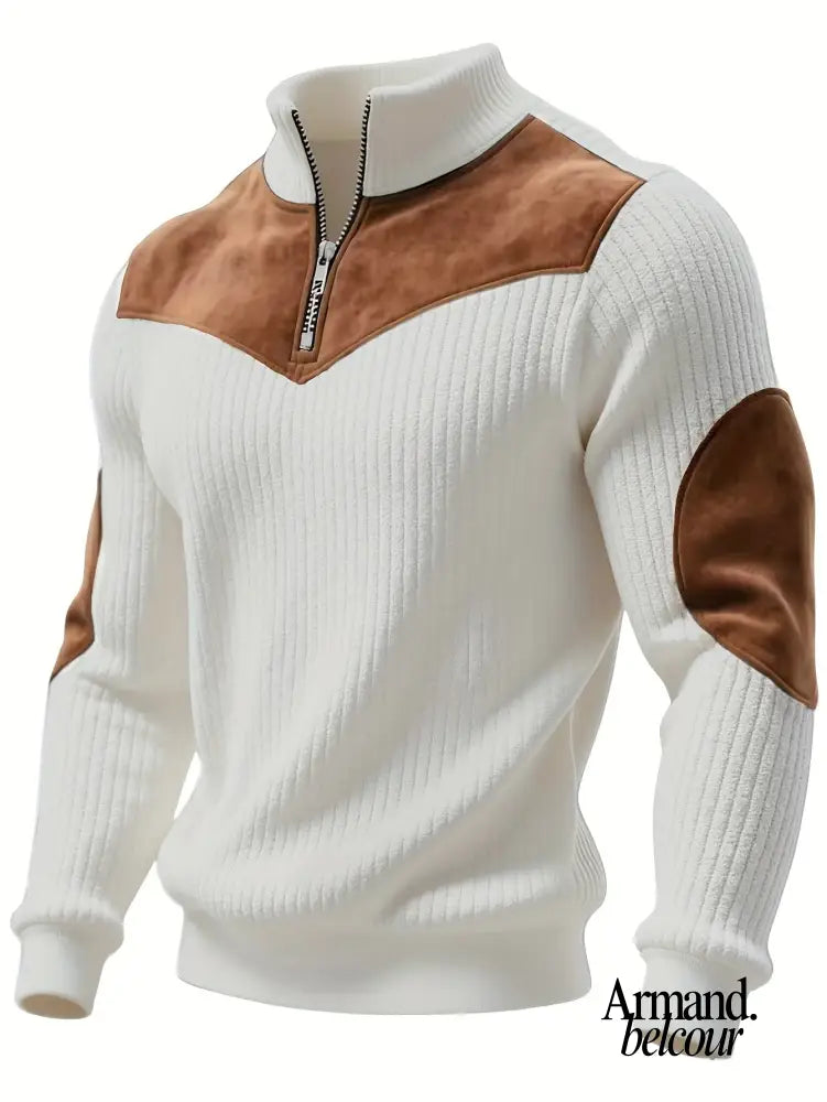 Kraken | Suéter de punto casual con media cremallera Bianco / S