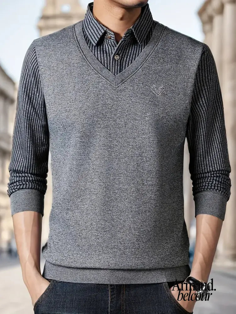 Leroy | Suéter informal de punto de manga larga Gris / S