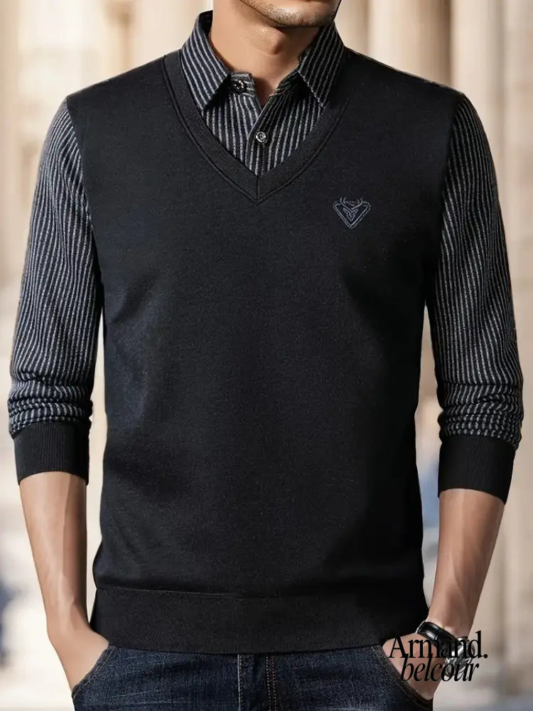 Leroy | Suéter informal de punto de manga larga Negro / S