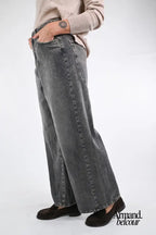 Lía | Pantalón vaquero ancho en gris suave Abbigliamento e accessori