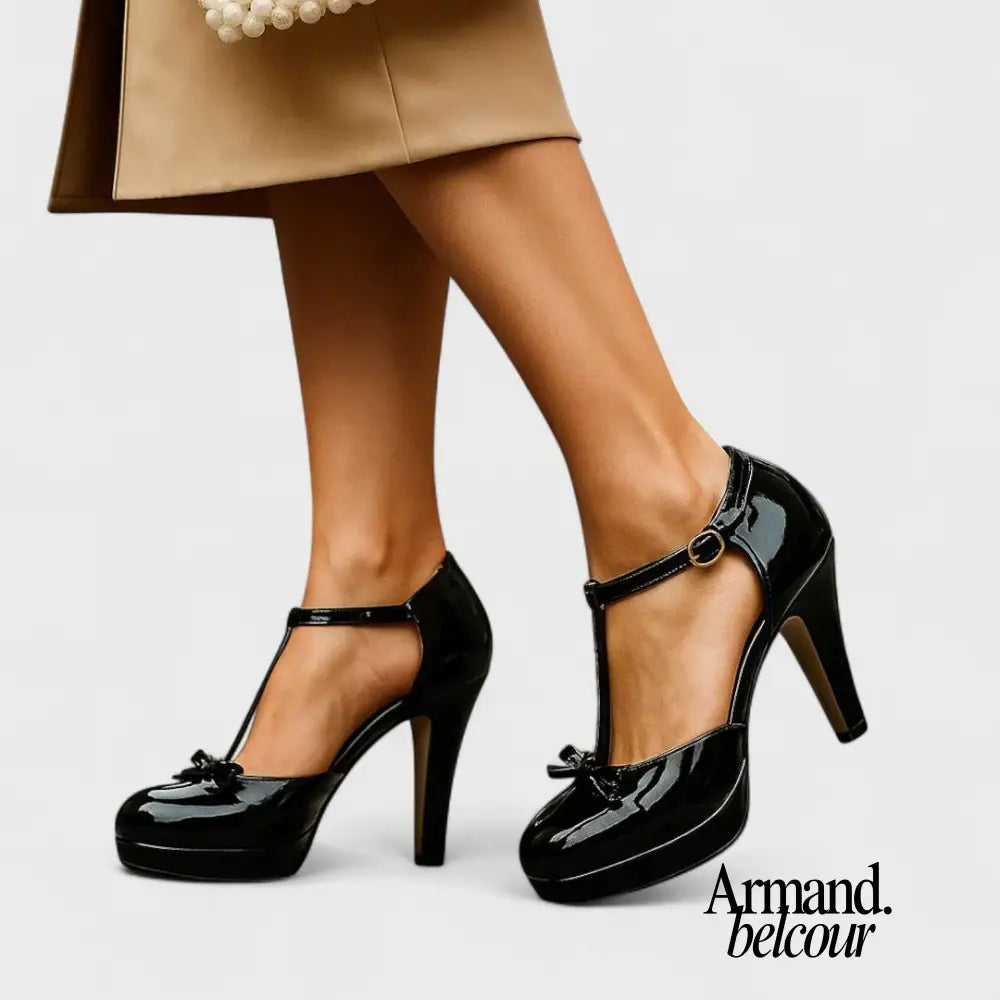 Lola | Elegantes zapatos de salón con tacón alto y punta redonda. Negro / 35