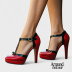 Lola | Elegantes zapatos de salón con tacón alto y punta redonda. Rojo / 35