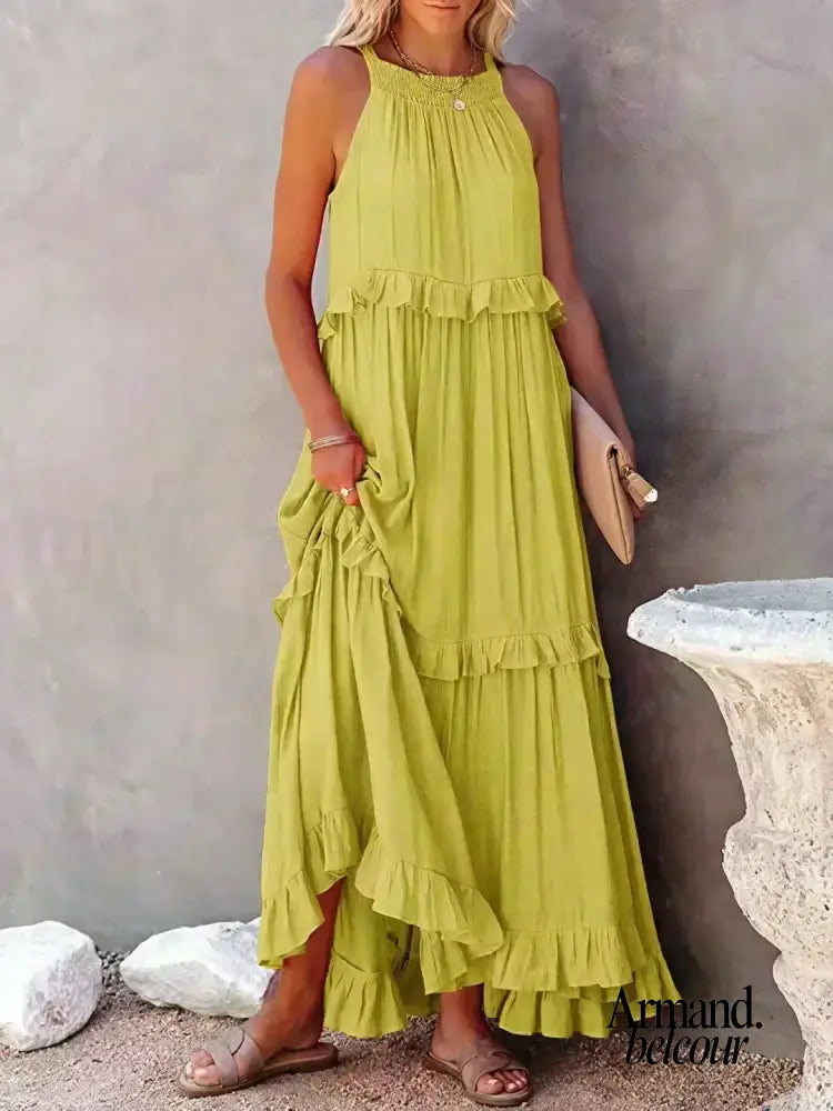 Lou | Elegante vestido sin mangas con volantes. Maxi Dresses