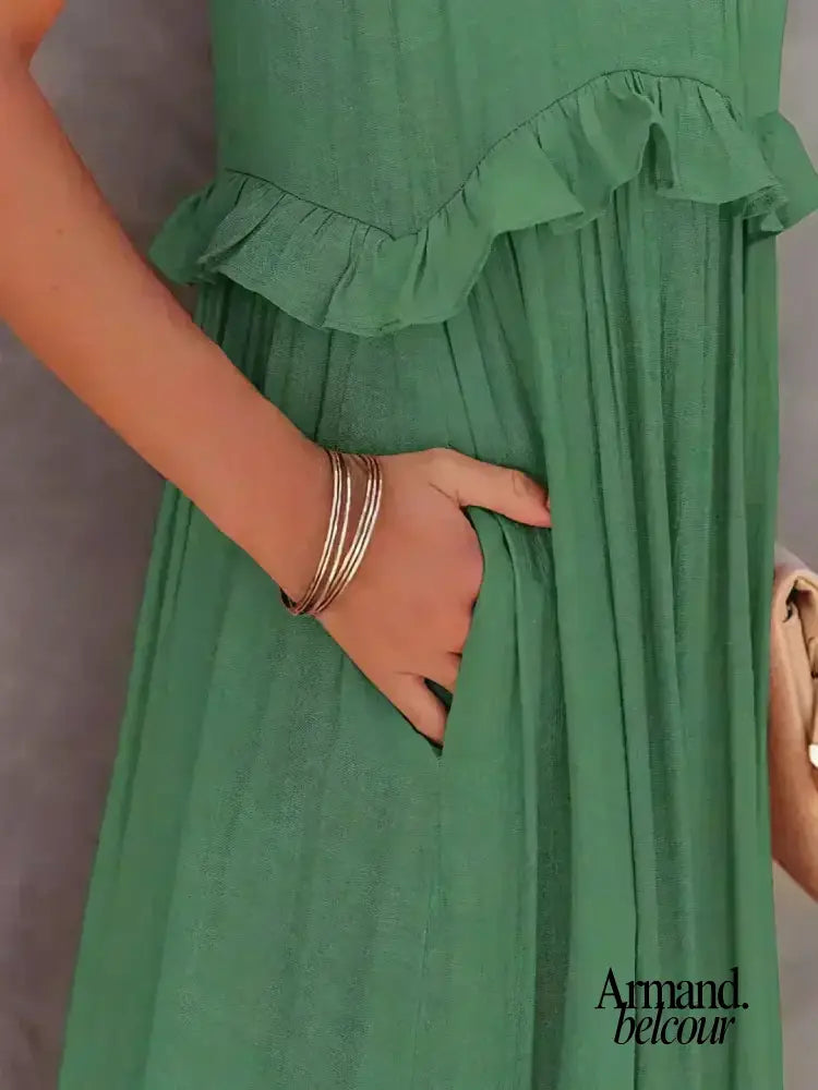 Lou | Elegante vestido sin mangas con volantes. Maxi Dresses