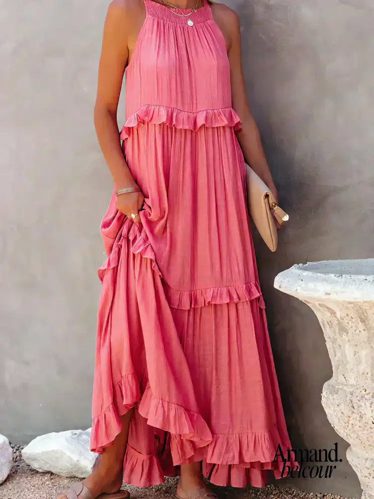 Lou | Elegante vestido sin mangas con volantes. Maxi Dresses