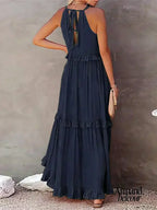 Lou | Elegante vestido sin mangas con volantes. Maxi Dresses