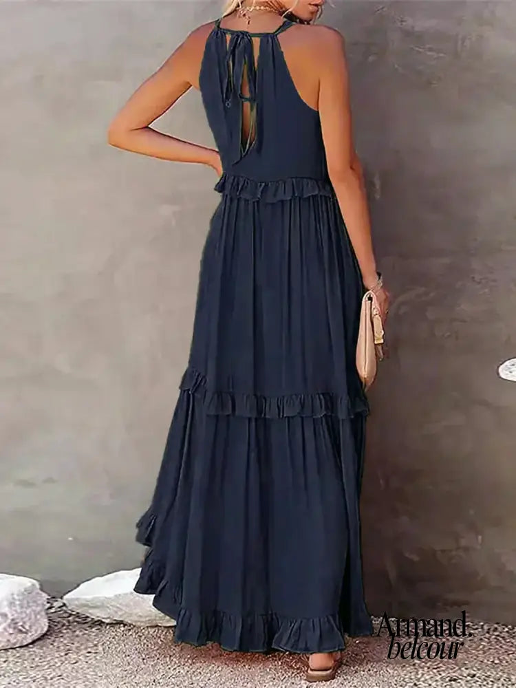 Lou | Elegante vestido sin mangas con volantes. Maxi Dresses