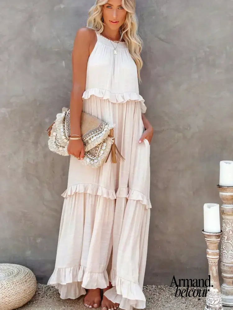 Lou | Elegante vestido sin mangas con volantes. Maxi Dresses