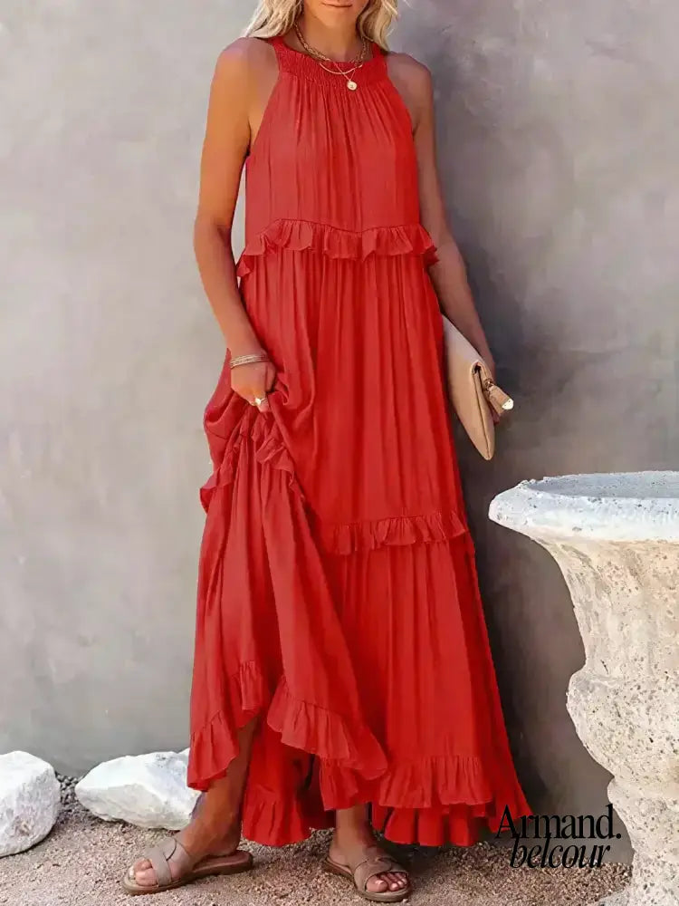 Lou | Elegante vestido sin mangas con volantes. Maxi Dresses