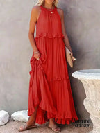 Lou | Elegante vestido sin mangas con volantes. Maxi Dresses