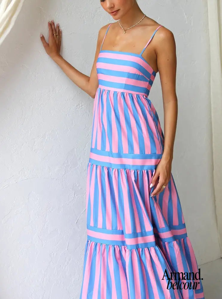 Lucía | Vestido de rayas Azul y Rosa / S