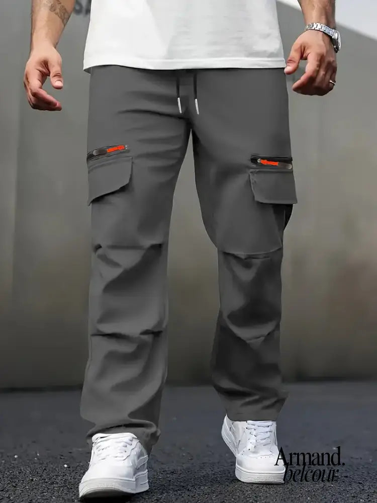 Mateo | Pantalones cargo casuales con cintura con cordón Gris / M