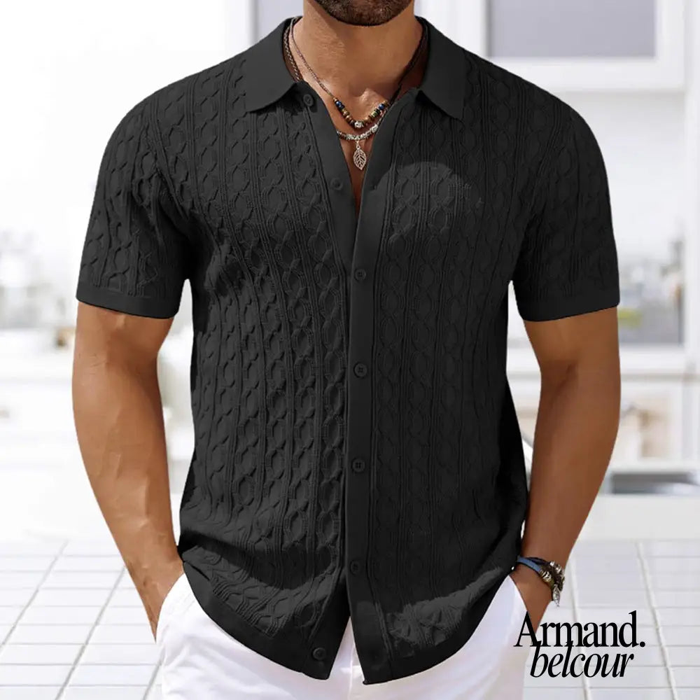 Menno | Camisa de punto de manga corta Negro / M