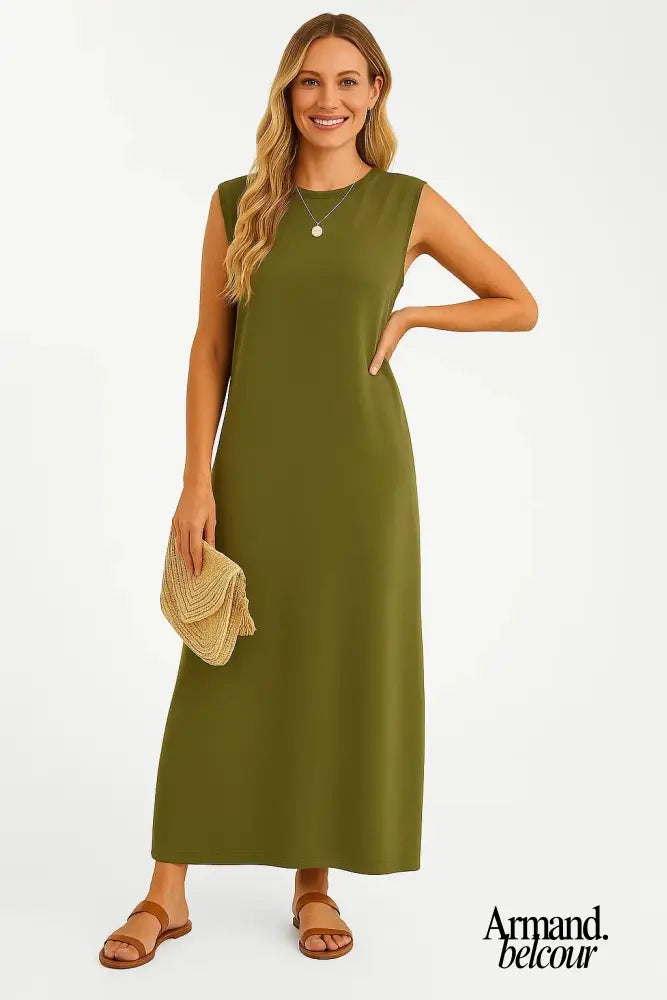 Mia | Vestido largo y fluido Verde Oliva / S