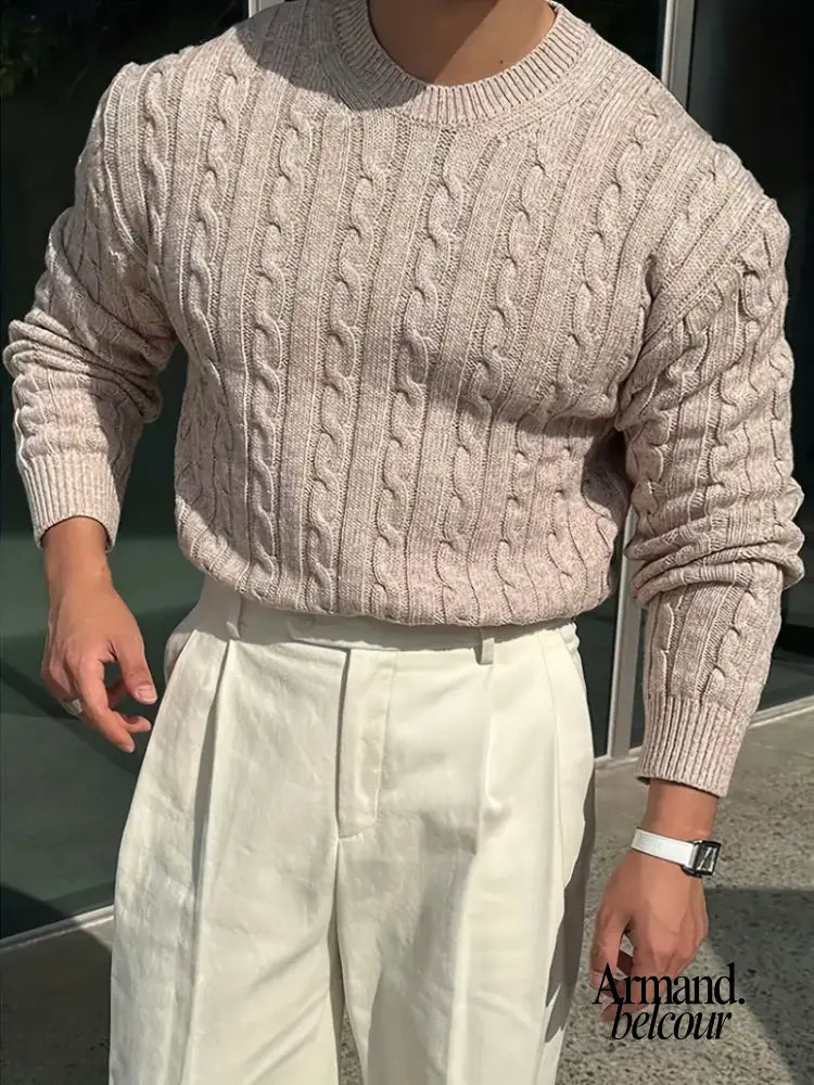 Miguel | Suéter informal de punto de manga larga Caqui / S