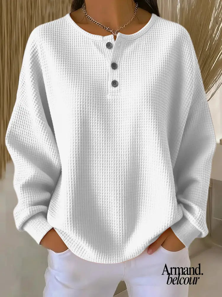 Myah | Sudadera casual con cuello redondo Blanco / S