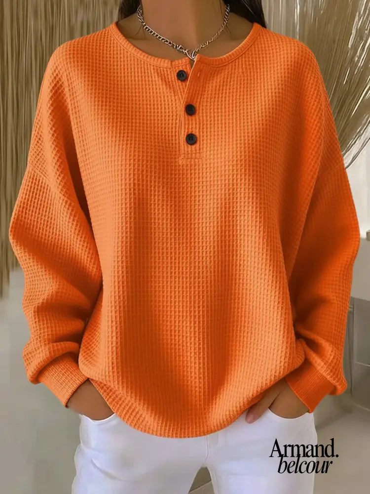 Myah | Sudadera casual con cuello redondo Naranja / S