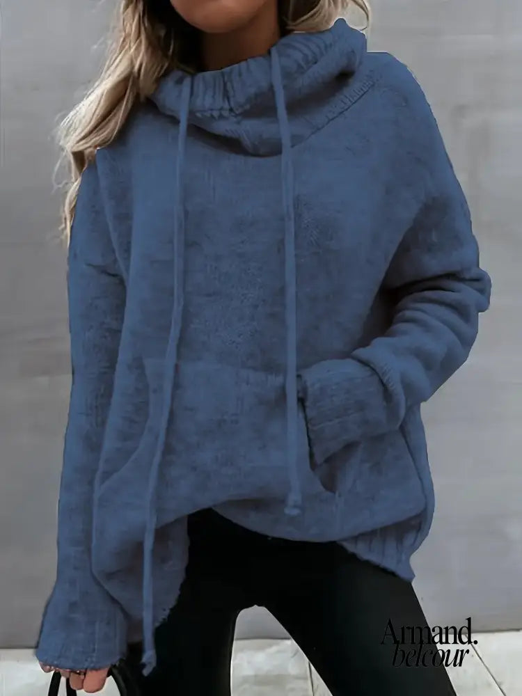 Natalia | Suéter de punto con bolsillo tipo canguro Azul / S