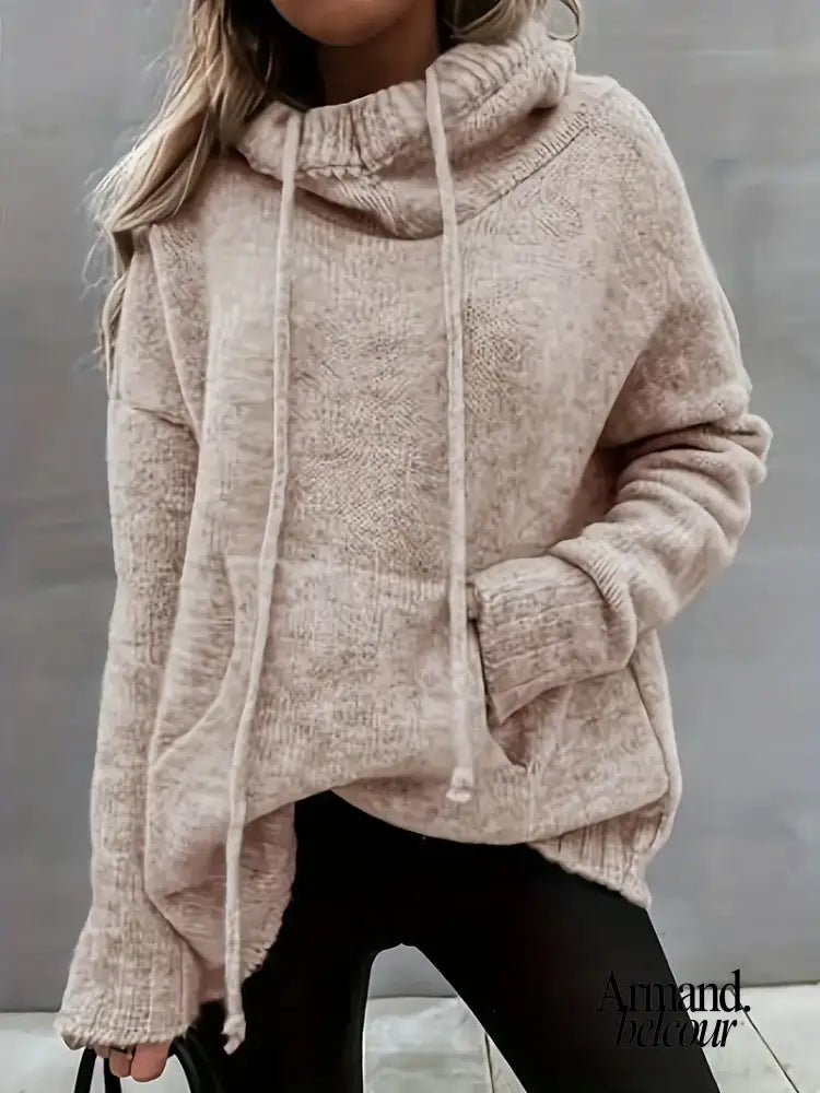 Natalia | Suéter de punto con bolsillo tipo canguro Beige / S