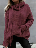 Natalia | Suéter de punto con bolsillo tipo canguro Borgoña / S