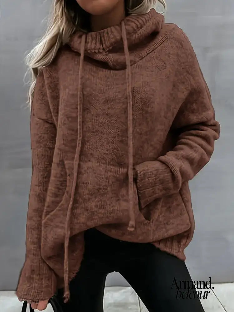 Natalia | Suéter de punto con bolsillo tipo canguro Marrón / S