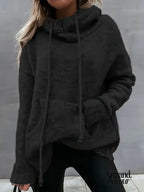 Natalia | Suéter de punto con bolsillo tipo canguro Negro / S