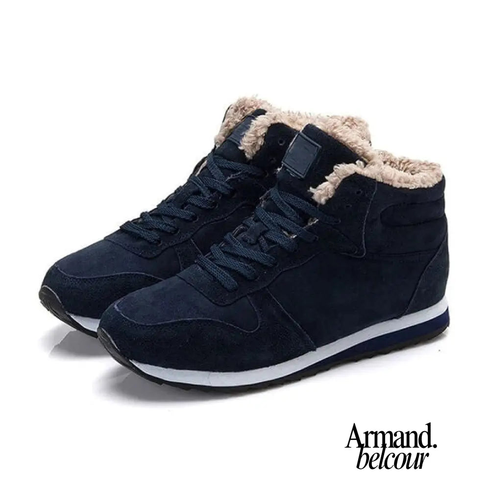 Nerea - Botas de nieve de piel ligeras y cálidas Azul / 38