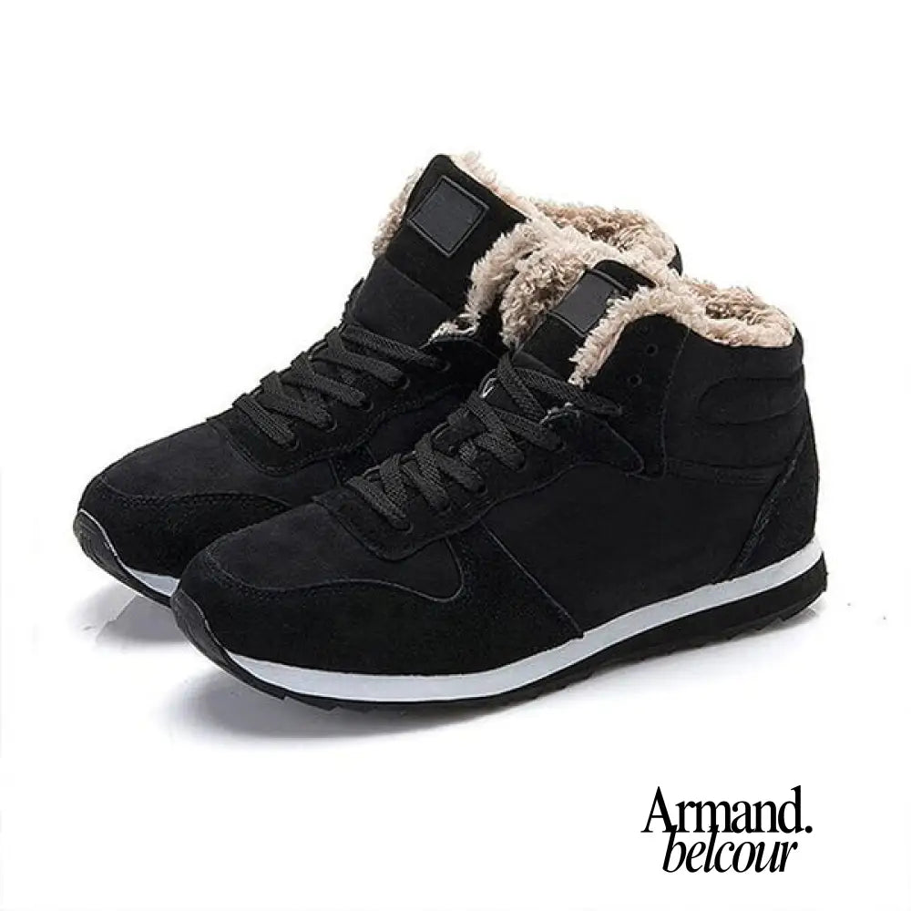 Nerea - Botas de nieve de piel ligeras y cálidas Negro / 38