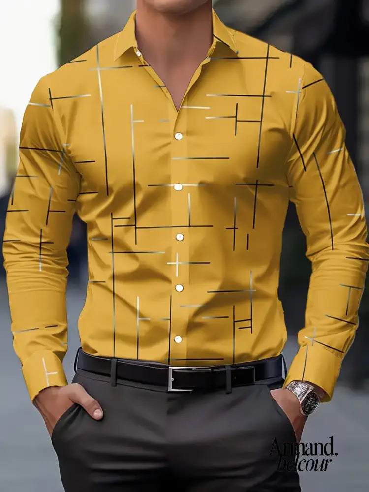 Nerio | Camisa de manga larga con estampado geométrico Amarillo / S