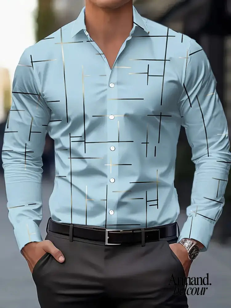 Nerio | Camisa de manga larga con estampado geométrico Azul / S