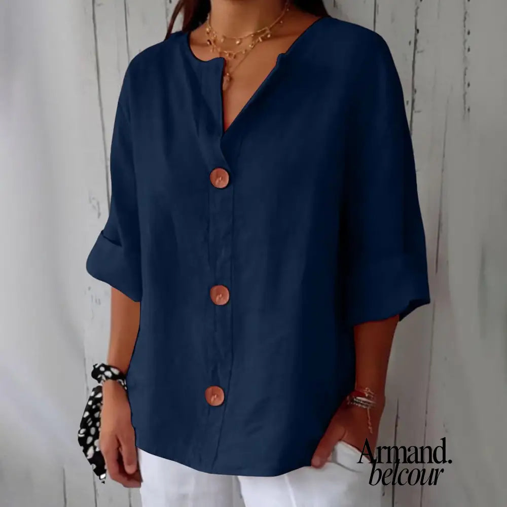 Nora | Blusa relajada para una elegancia atemporal. Azul / S