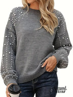 Queen | Suéter de punto con cuello redondo y mangas largas Gris / XL