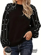 Queen | Suéter de punto con cuello redondo y mangas largas Negro / XL