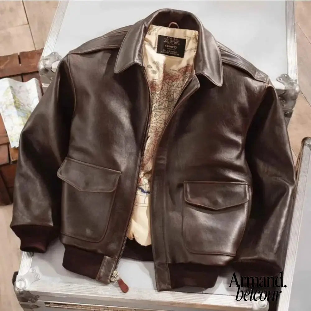 Rafael | Chaqueta de Piel Clásica Marrón / S