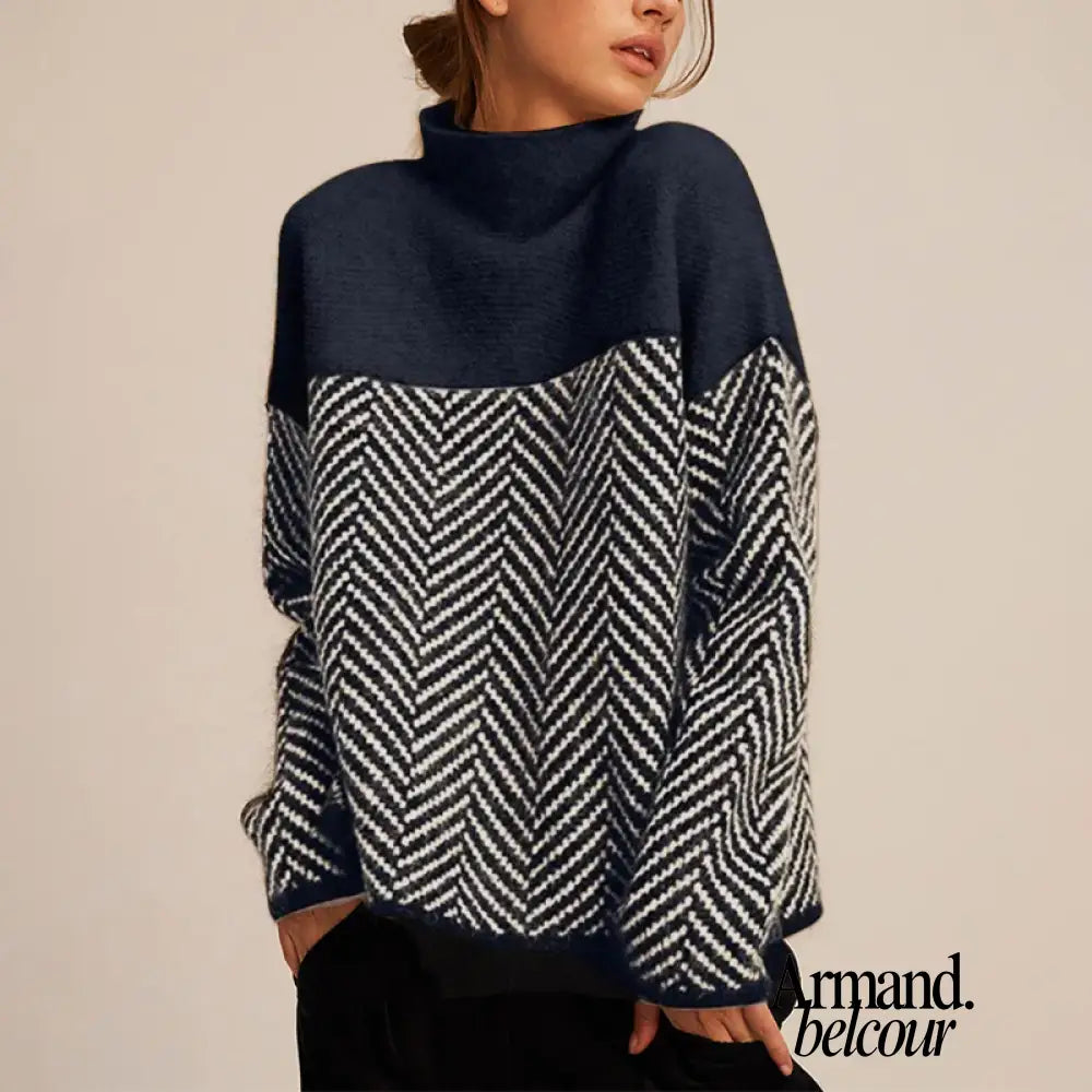 Rosa | Suéter de cuello alto premium confeccionado en punto fino Gris y azul / S New Arrivals