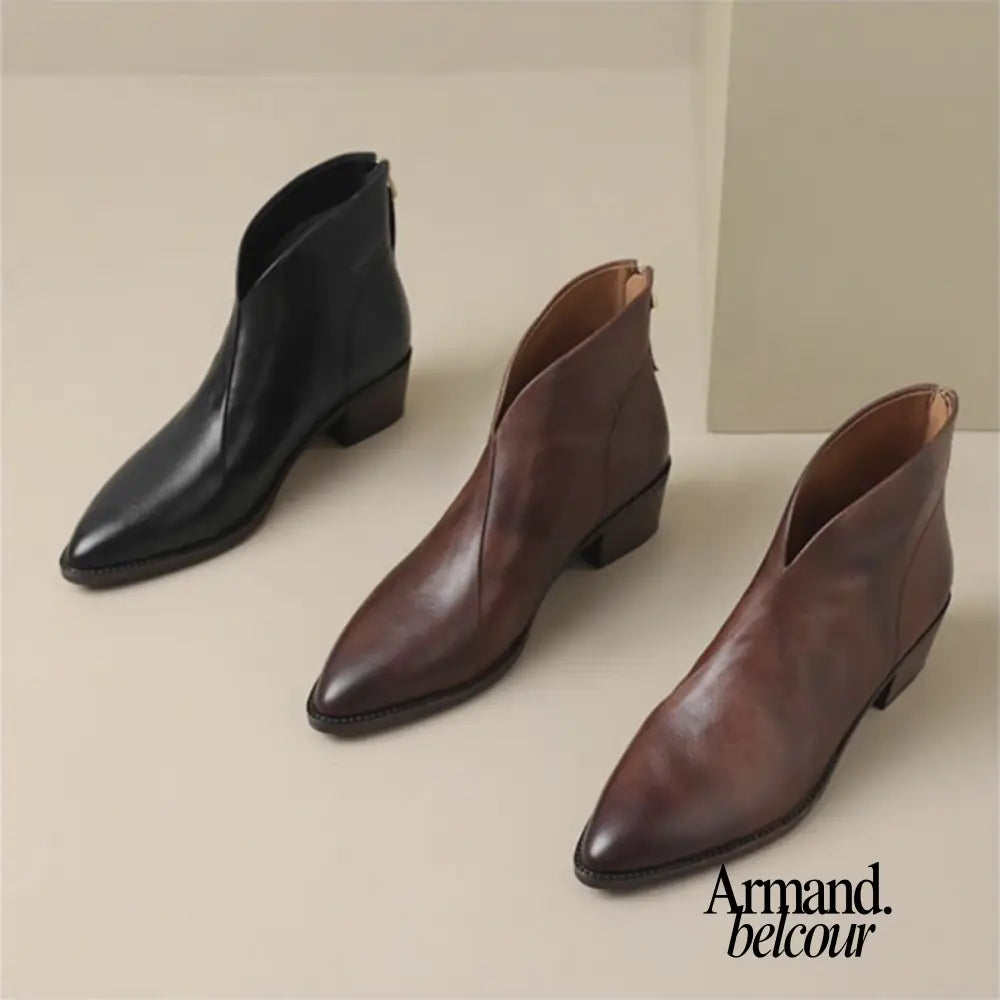 Sabrina | Botines de piel con punta puntiaguda