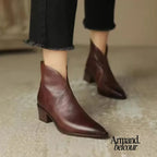 Sabrina | Botines de piel con punta puntiaguda Marrón / 35