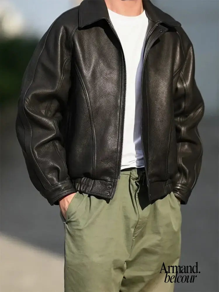 Sacha | Chaqueta de cuero vintage Negro / XS