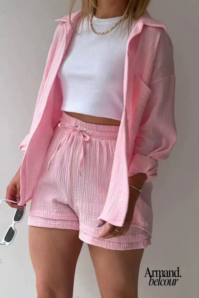 Sofía | Conjunto informal relajado Rosa Claro / S