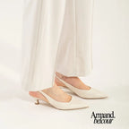 Zapatos hechos en Italia Tacón bajo color blanco roto