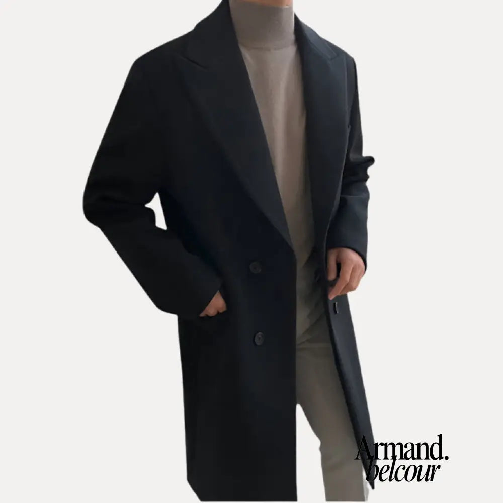 Zyg | Elegante abrigo cruzado Negro / M